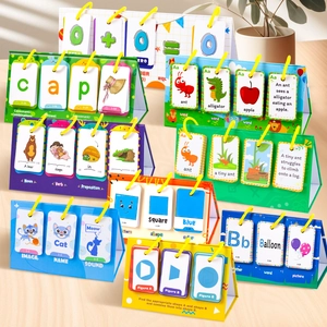 Kids English Educational Flip Cards Learning Toy For Vocabulary Math Shapes And Phonics Early Childhood Classroom Teaching Aid
