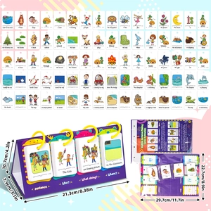 80-teiliges Lernkarten-Set zum Satzbau für Kinder mit lila Ständer für die frühe Bildung