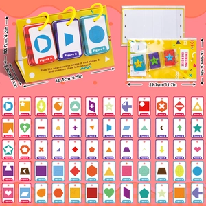 Detail view of the yellow stand and geometric shape cards for logic thinking training