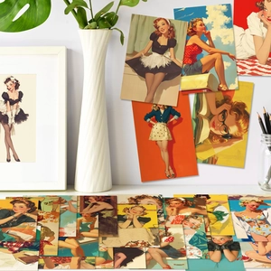 Lot de cartes postales rétro pin-up girl pour décoration murale et fond d'ambiance vintage