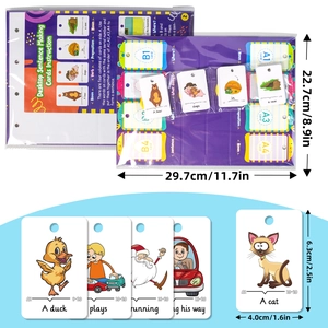 Detailansicht der englischen Lernkarten zum Satzbau mit Maßen und Einstecktaschen für Kinder