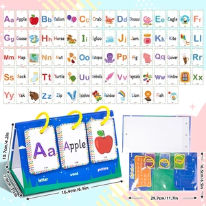 78pcs kids English alphabet learning flip chart with cards for animal and word recognition