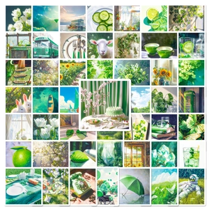 Varietà di Adesivi Estetici Verdi per Laptop Valigia Bottiglia d'Acqua Diario Natura Botanica Animale PP Decalcomanie Decorative