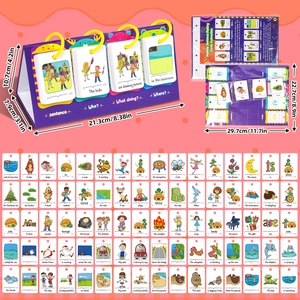 Detailed view of flip chart cards for English sentence building and phonics for kids