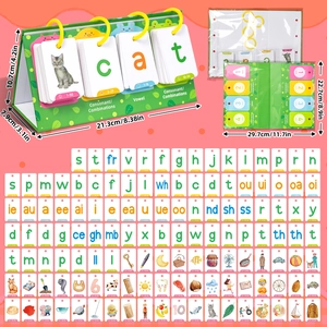 Educational spelling flip chart with consonant vowel cards and size specifications