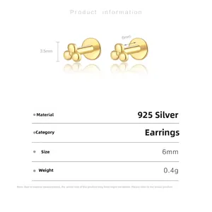 Spécifications de taille pour boucles d'oreilles boules minimalistes en argent S925