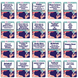 50 English couple conversation cards with retro pop art illustration for party drinking games