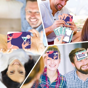 Detailed views of Girls Night card game featuring party illustrations and social rules