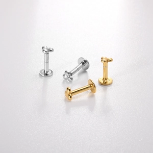 Clous d'oreilles labret en argent S925 avec design à trois billes en doré et argenté