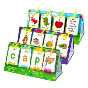 3-set English phonics flip chart cards for kids learning letters and words