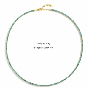 Détails du collier en argent S925 serti de perles turquoise de 2mm avec fermoir homard