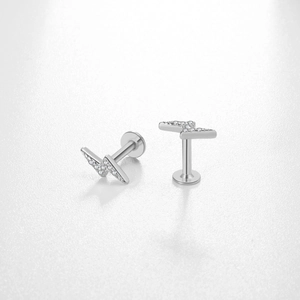 Boucles d'oreilles éclair en argent S925 avec zircons cubiques brillants