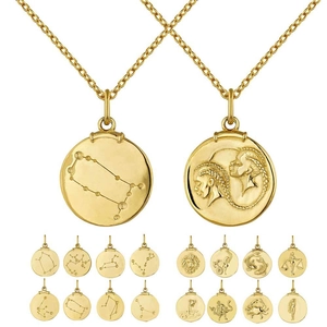Gouden 12 sterrenbeelden munt hanger ketting met reliëf en constellatie ontwerpen