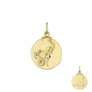 Détail du pendentif Capricorne en or avec poinçon S925 et motif relief de pièce