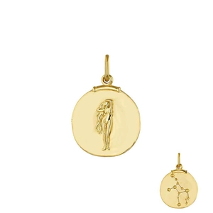 Vue détaillée du pendentif zodiaque Vierge en argent S925 avec relief féminin