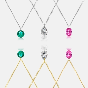 Collier Pendentif en Zircone en Argent Sterling 925 pour Femme Collier de Chaîne Plaqué Or Blanc 18K Bijoux Elégants Cadeau Anniversaire