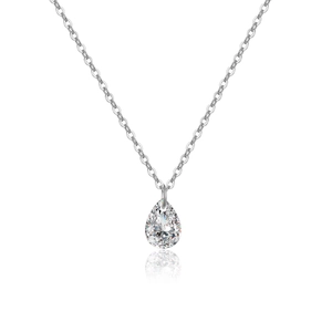 Élégant collier en argent sterling S925 avec pendentif brillant en forme de poire