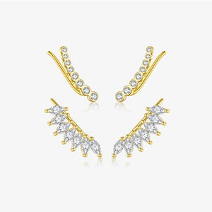 925 Sterling Silver Ear Climber Σκουλαρίκια Χρυσό Ασημί Επιχρυσωμένα Marquise Στρογγυλό Ζιρκόνια Crawler Γυναικεία Κοσμήματα