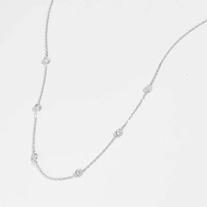 Detailed view of S925 sterling silver necklace with sparkling cubic zirconia stones