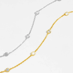 Elegant S925 silver fringe tassel necklace with zircon stones in gold and silver finish