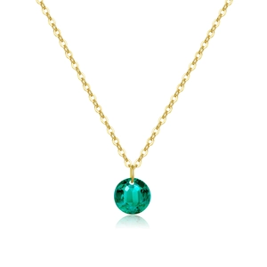Collier en argent S925 avec pendentif en pierre précieuse vert émeraude facettée doré
