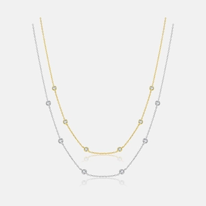 S925 Sterling Silver Zirconia Necklace For Women Minimalist Bezel Set Round Stone Clavicle Chain Light Luxury Fashion Jewelry