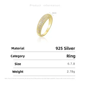 Macro detail of S925 sterling silver ring featuring multi-row pave-set white cubic zirconia