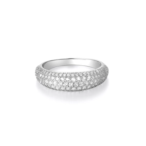S925 sterling silver multi-row pave iced out Cuban ring for hip-hop streetwear style