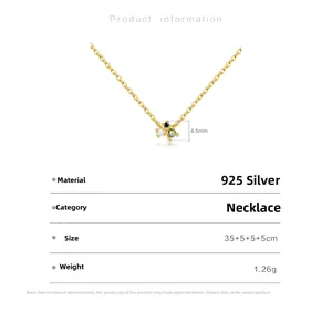 Detalles del collar de plata S925 con colgante de 4.5mm y longitud ajustable