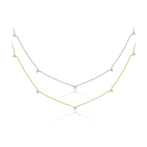 925 Sterling Silver Zirconia Station Necklace Elegant Minimalist Thin Chain Adjustable Necklaces Jewelry For Women Gift