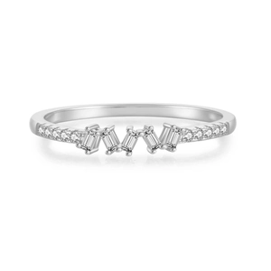 Onregelmatige S925 sterling zilveren ring met rechthoekige en ronde zirkonia stenen