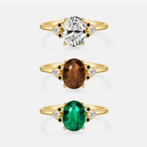 Anillo Vintage de Plata de Ley 925 Chapado en Oro de 18K con Zirconia Ovalada Elegante Piedra Verde Café Blanco Joyería Mujer