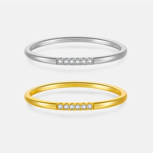 Minimalist 925 Sterling Silver Ring Gold Silver Plated Zirconia Inlaid Ultra Fine Finger Ring Fashion Jewelry For Women