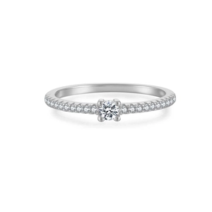 Minimalist S925 sterling silver stacked ring with round sparkling zircon stones