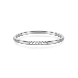 Elegant S925 sterling silver ring featuring five sparkling round diamonds on thin band