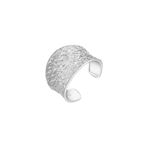 Classic S925 sterling silver adjustable ring with a modern hammered texture finish