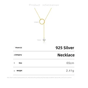 Detailspezifikationen der 925 Silber Y-Halskette mit Ring und Perlenanhänger Maßen