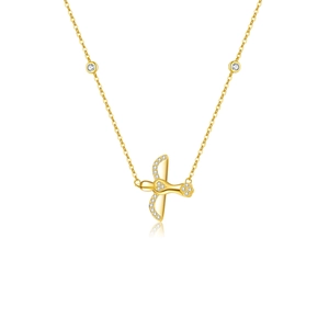 925 silver thunderbird pendant necklace in gold finish with sparkling pavé diamonds