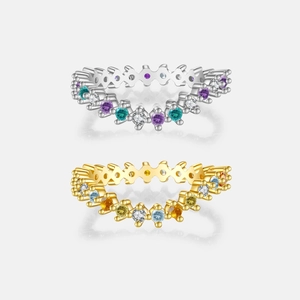 925 Sterlingsilber Wellenförmiger Ring Für Damen Bunter Zirkonia Reihenfassung Stapelbar Wellendesign Gold Silber Vergoldet Mode Schmuck Ring Geschenk