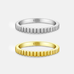 Minimalistischer Ring Aus 925 Sterlingsilber Für Damen Vergoldet Versilbert Vertikale Rille Zahnradstruktur Ins Stil Mode Schmuck