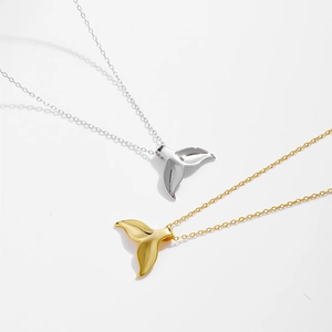 Eleganter S925 Sterlingsilber Fischschwanz Anhänger in Gold und Silber mit filigraner Kette
