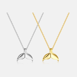 925 Sterlingsilber Walflosse Anhänger Halskette Minimalistische Fischschwanz Schlüsselbeinkette Schmuck Für Damen Elegantes Accessoire