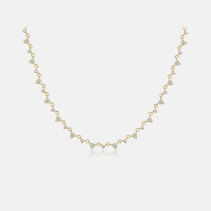 Chic gold S925 silver necklace with triangular pendants set with sparkling zircons
