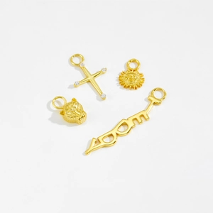 Ciondoli in Argento Sterling 925 per Orecchini Collana Creazione Gioielli DIY Oro Argento Zirconia Croce Pantera Fulmine Lettera Cuore Accessori