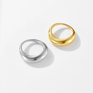 Anillo Grueso Irregular de para Mujer Minimalista Chapado en Oro 18K Pulido Espejo Joyería de Moda Geométrica Anillo