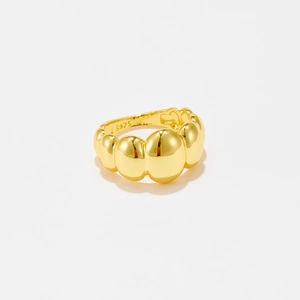 Anillo de plata S925 bañado en oro 18k con diseño ovalado convexo y textura pulida