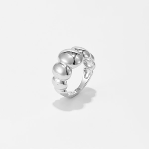 Anillo de plata S925 pulida con diseño convexo de burbujas y acabado brillante
