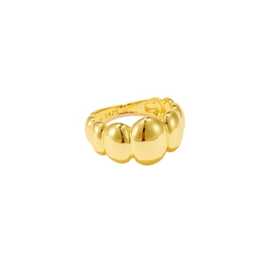Anillo convexo de plata de ley S925 bañada en oro de 18k con diseño pulido
