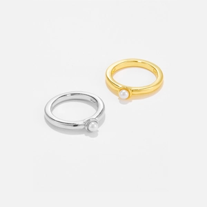 Anillo de Perlas Artificiales de Plata de Ley 925 Minimalista Para Mujer Elegante Estilo Coreano Geométrico Joyería Diaria