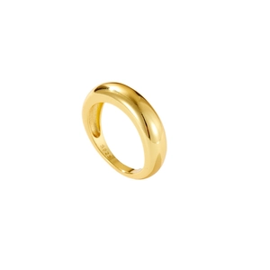 Anello irregolare in argento S925 placcato oro con design minimalista ad arco lucido